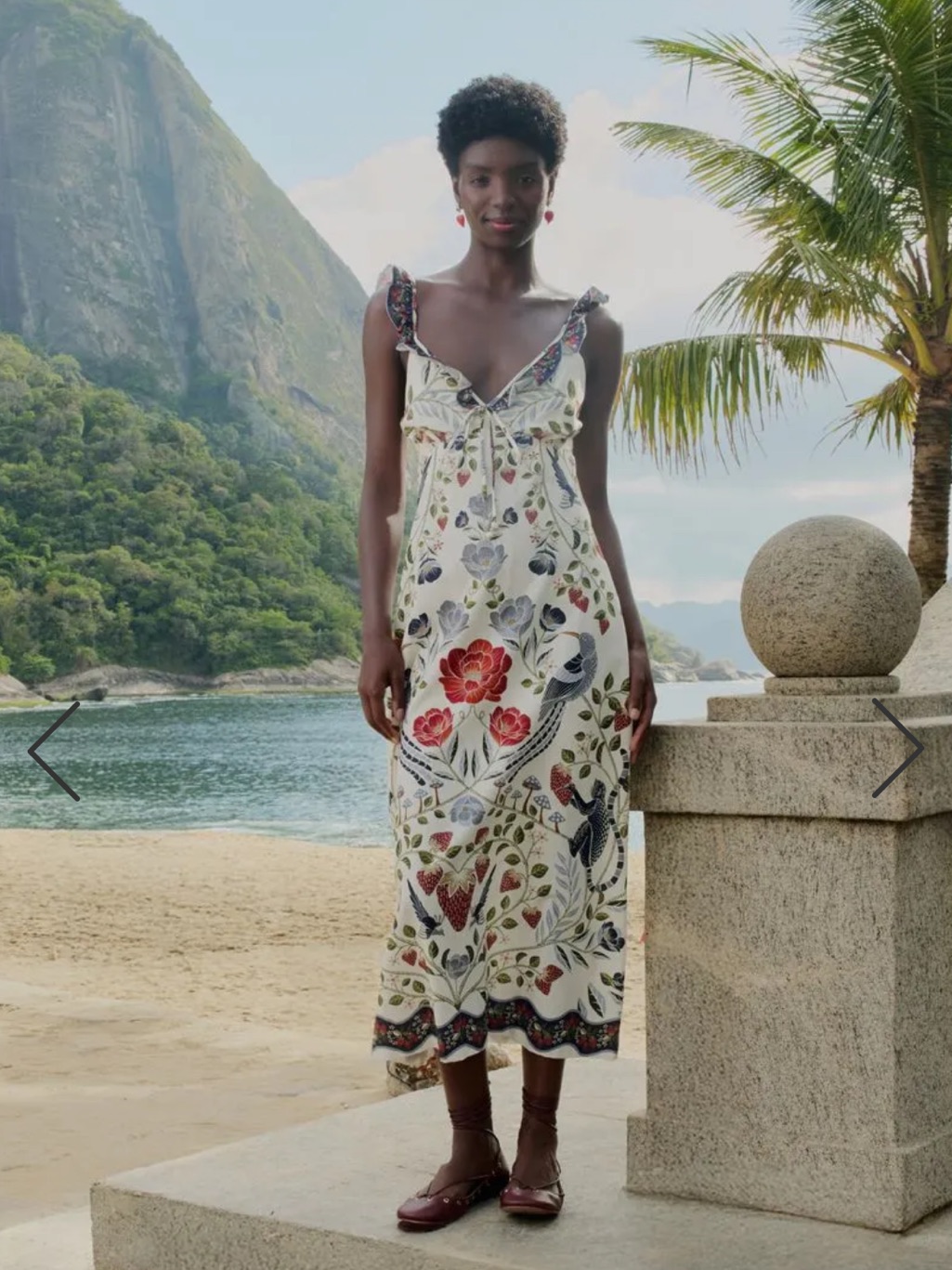 Farm Rio Midi Dress Strawberry Print Nwt